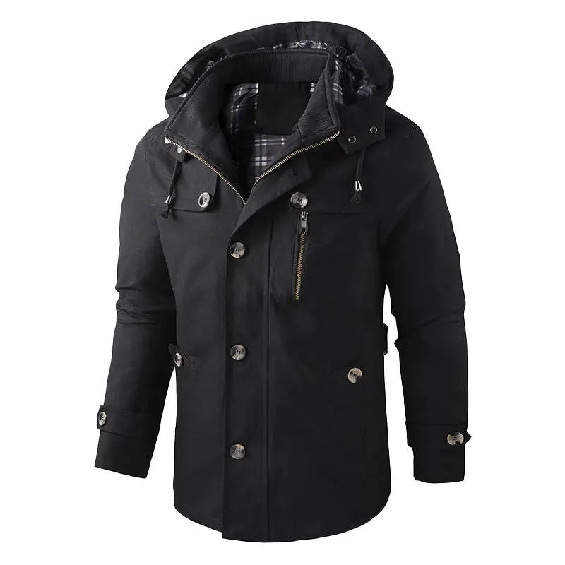 Men Bomber Jacket Zipper Windbreaker Military Tactical Coats Multiple Pockets Hooded Outdoor Outerwear Sports Jackets New