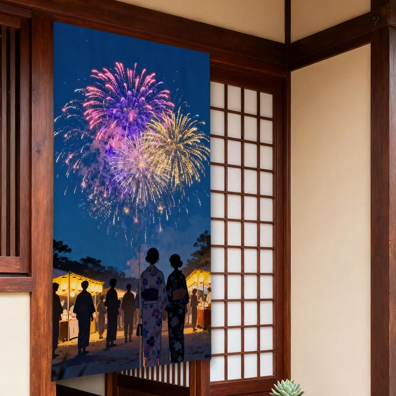 Anime Summer Festival Noren Door Curtain Night Market Hanging Curtain for Home Kitchen Entrance Decor