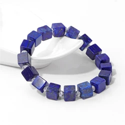 Natural Square Stone Beads Bracleet 8mm Blue Lapis Lazuli Agates Turquoises Beaded Bracelets for Women Men Jewelry Accessries