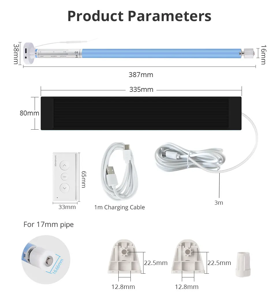 Matter Thread Rollos Motor für 25 28 mm Rohr Zemismart wiederaufladbare Vorhangmotor Homekit Alexa Google Home Smartthings – Detail 15