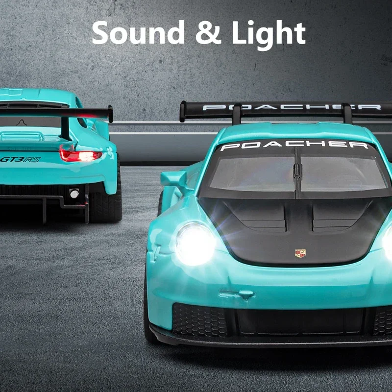 New 1:32 Porsche 911 GT3 RS Supercar High Simulation Diecast Metal Alloy Model car Sound Light Pull Back Collection Kid Toy Gift