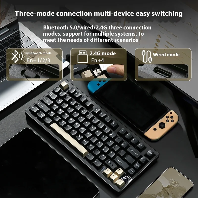 YUNZII AL75 Pro Mechanical Keyboard Tri-mode Wireless Aluminum Alloy Gasket Structure Hot Swap Customized Gaming Keyboard Gamer