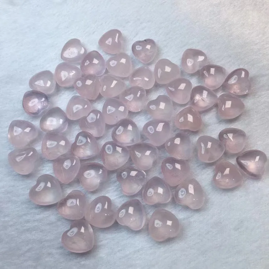 5PCS Natural Rose Quartz Heart Carving Healing Reiki Stone DIY Jewelry Accessories Holiday Gifts 11-12MM