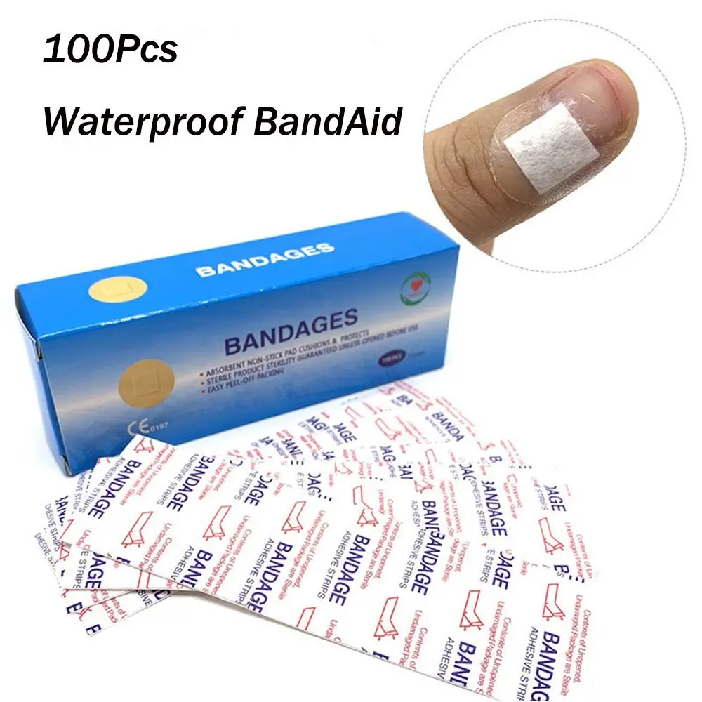 100Pcs 뜨거운 미니 방수 BandAid 통기성 둥근 모양 접착 붕대 상처 첫 번째 고정 테이프 상처 드레싱