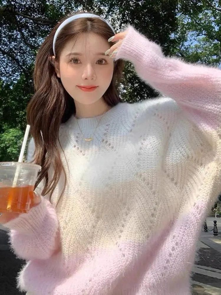 

Sweet Colorful Pullovers Women Young Ins Girlish New Lazy Sweaters Stylish All-match Knitted Fashion Students Chic 2022 New Fall