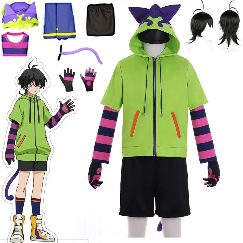 

Anime Infinite Skateboard Cosplay Costume SK8 MIYA Chinen Miya Green Sweatshirt MIya Uniform Anime Sports Clothing Halloween Set