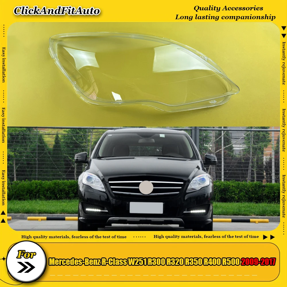 

For Mercedes-Benz R-Class W251 R300 R350 R400 R500 2009-2017 Headlamp Cover Transparent Lampshade Headlight Shell Plexiglass