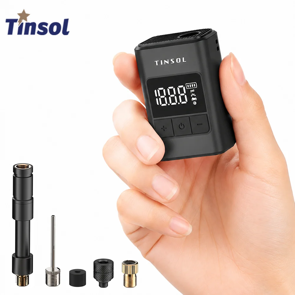 

TINSOL Mini Bicycle Pump 120PSI Smart Wireless Pump Mini Portable Suitable for Bicycles, Motorcycles, and Ball Sports