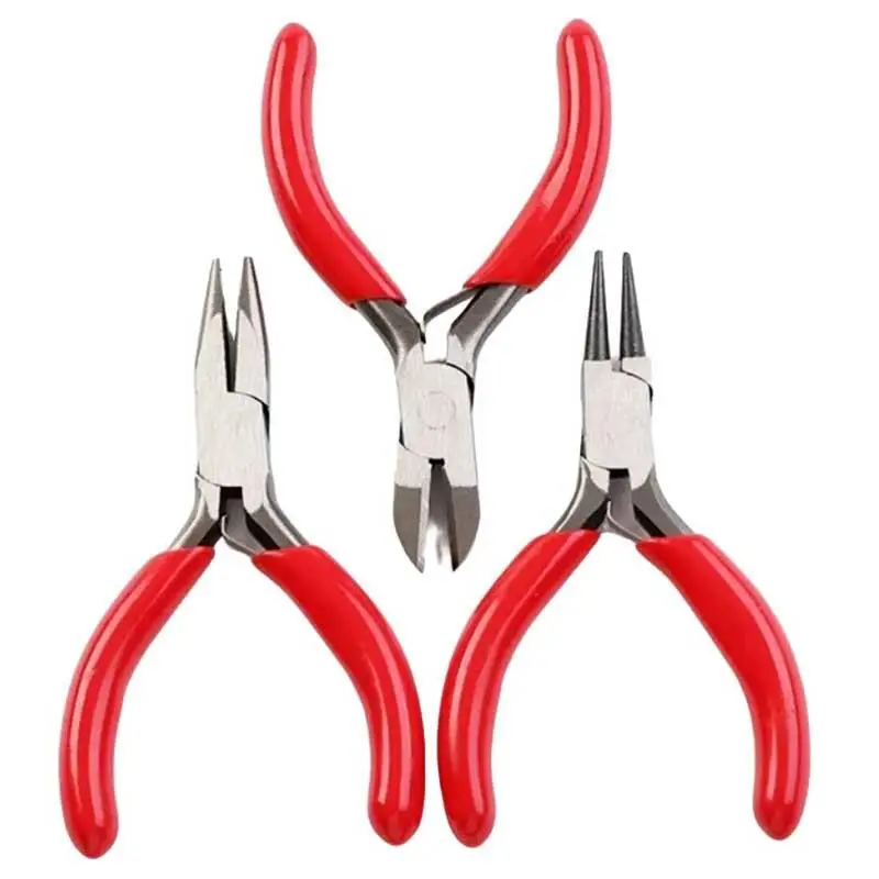 1/3pcs Jewelry Pliers Tool Kit Includes Needle Round Wire Cutter And Curved Nose Pliers For Jewelry Making