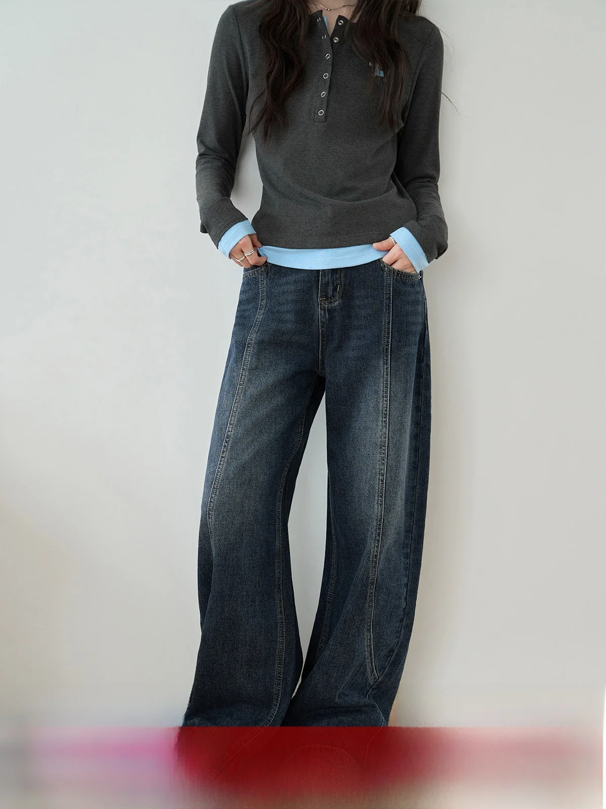 

Джинсы женские Deep Blue Vintage, прямые, свободные, широкие, удлиненные, осенне-зимние, новые, для повседневной носки