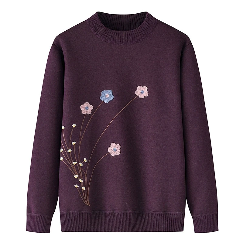 New Autumn Winter Knitted Sweater Female Pullover Women Basic Bottoming Sweater Warm Tops Middle-aged Elderly Mother Clothes