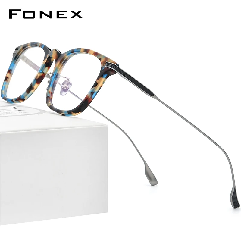 

FONEX Acetate Titanium Eyeglasses Frame Men Retro Square Glasses Women 2022 Vintage Eyewear F85706