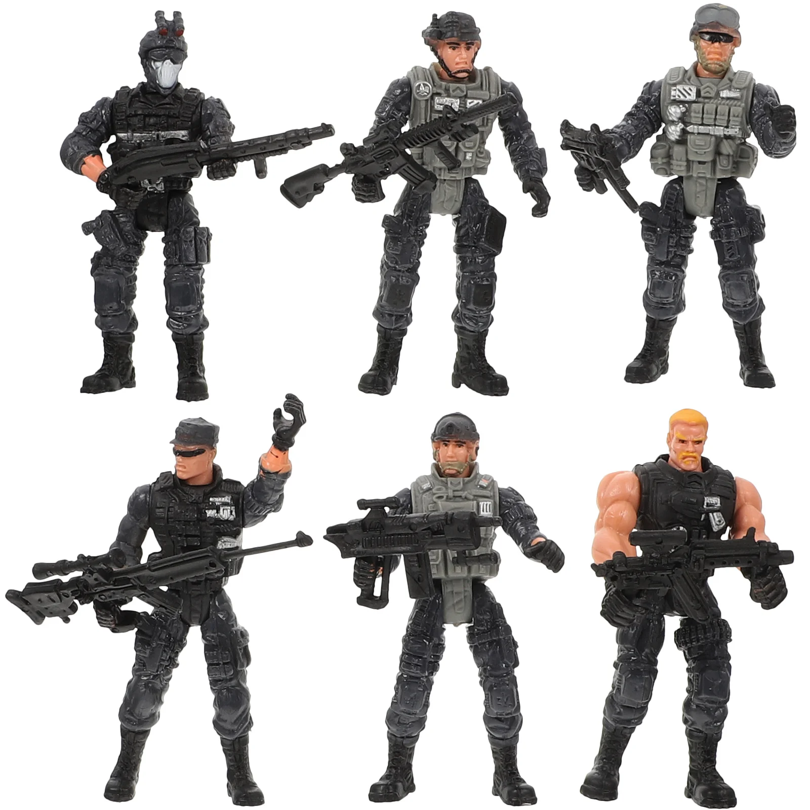 6Pcs Plastic Soldiers Figures Decorative Models Flexible Figures Kids Toys soldier playthings soldier figures