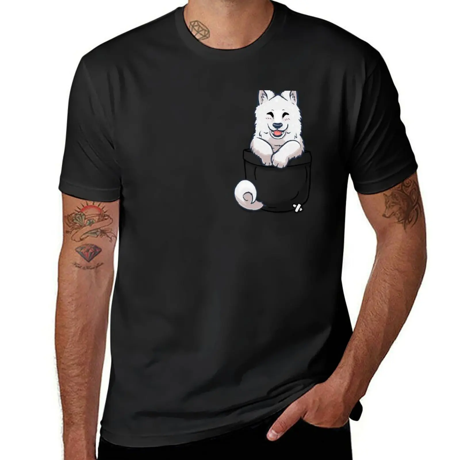 Pocket Samoyed T-Shirt customs Blouse mens t shirt