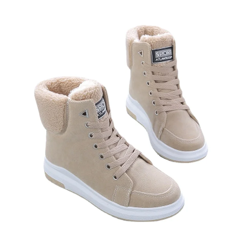 Women Shoes Fashion Botas Mujer 2021 Winter Warm Ankle Short Boots Female Footwear Lace Up Flat Platform Casual Ladies Shoes New