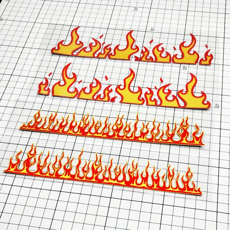 2Pcs/Set Red‑Yellow Flame Vinyl Stickers, Waterproof Decal For Car Motorcycle Body Decor, Holiday Gift