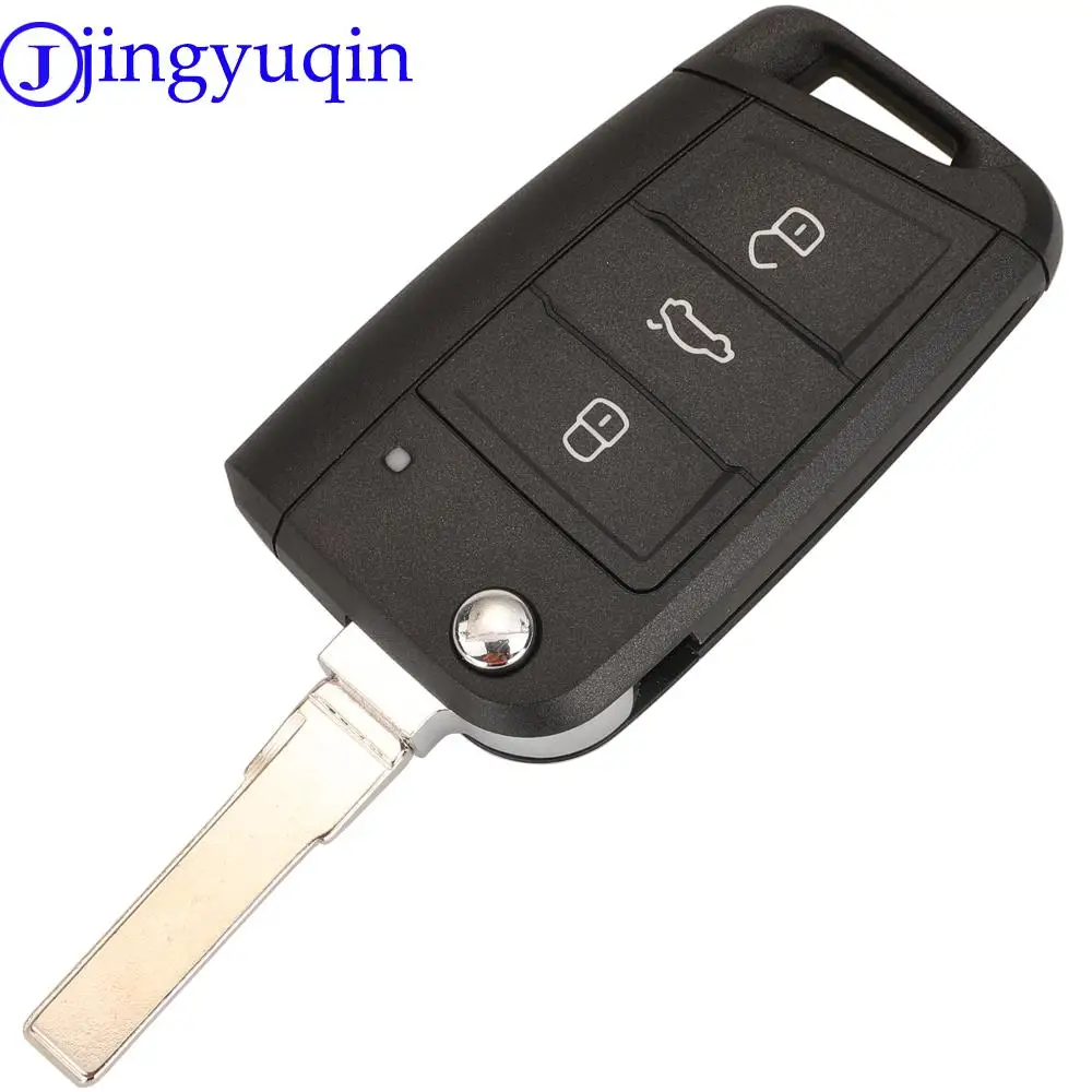 

jingyuqin 10ps Flip Folding Key Fob Shell For VW Golf 7 GTI MK7 Skoda Octavia A7 Seat Remote Auto parts Keyless Case