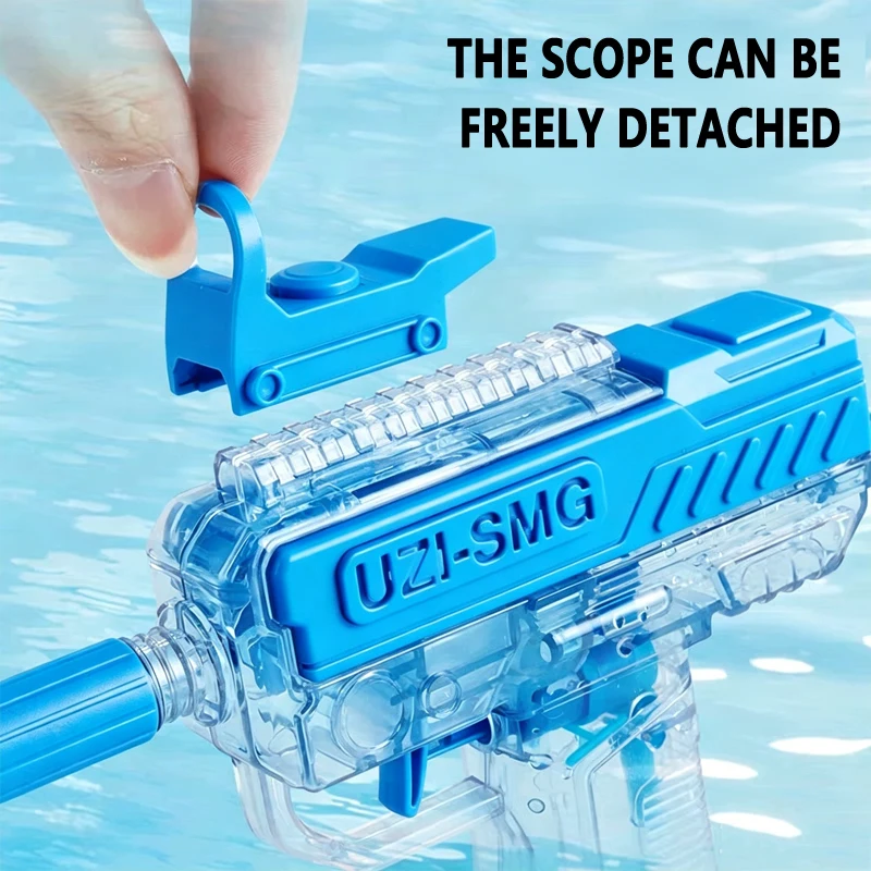Mini UZI Water Gun Manual Squirt Toy with Detachable Scope Outdoor Pool Beach Water Blaster Toy for Kids Adults Water Fight Gift view 4