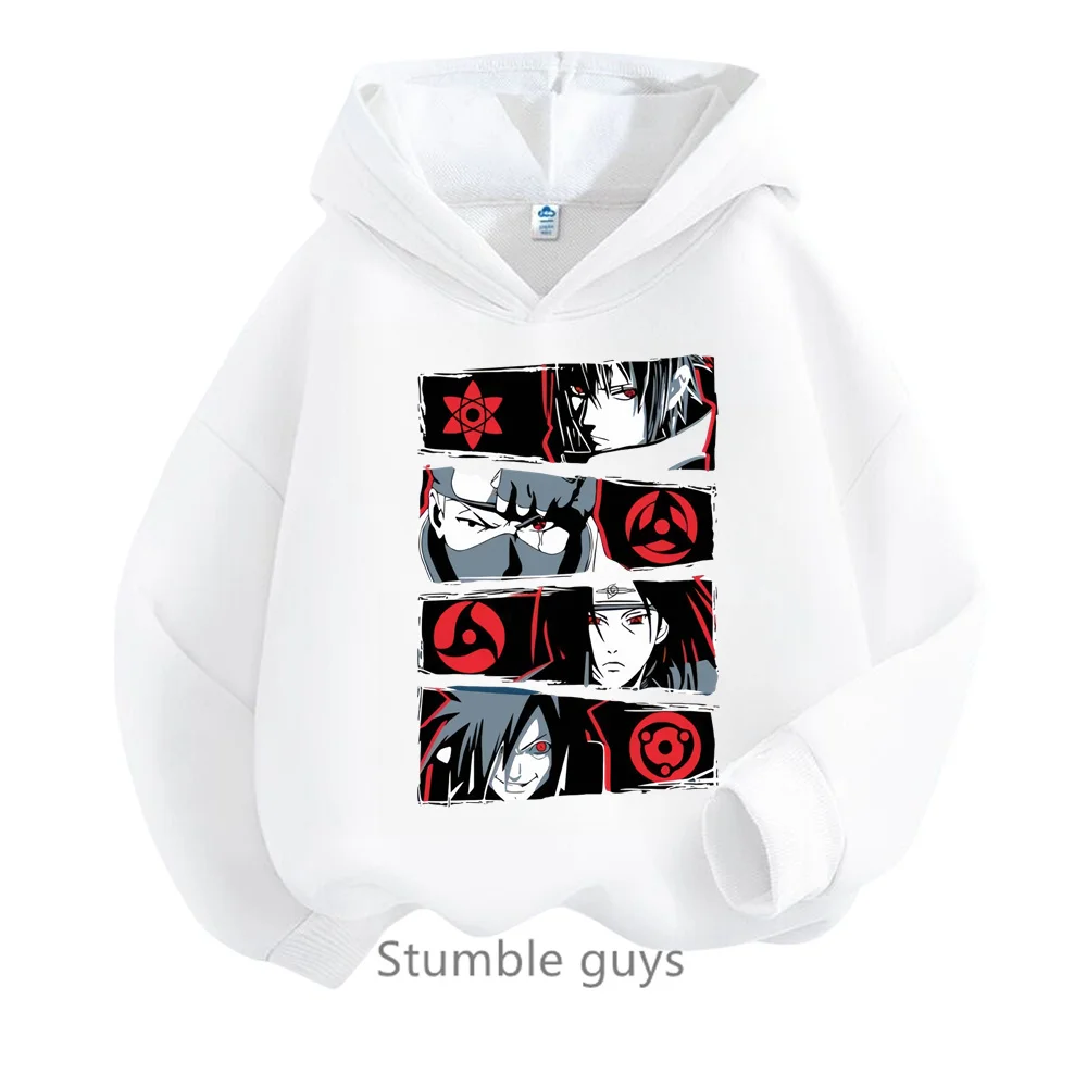 Narutos Hoodie Kids Clothes Boys Cartoon Print Autumn Anime Long-sleeved Kakashi Sasuke Hooded Sweatshirt Casual Top for Girls