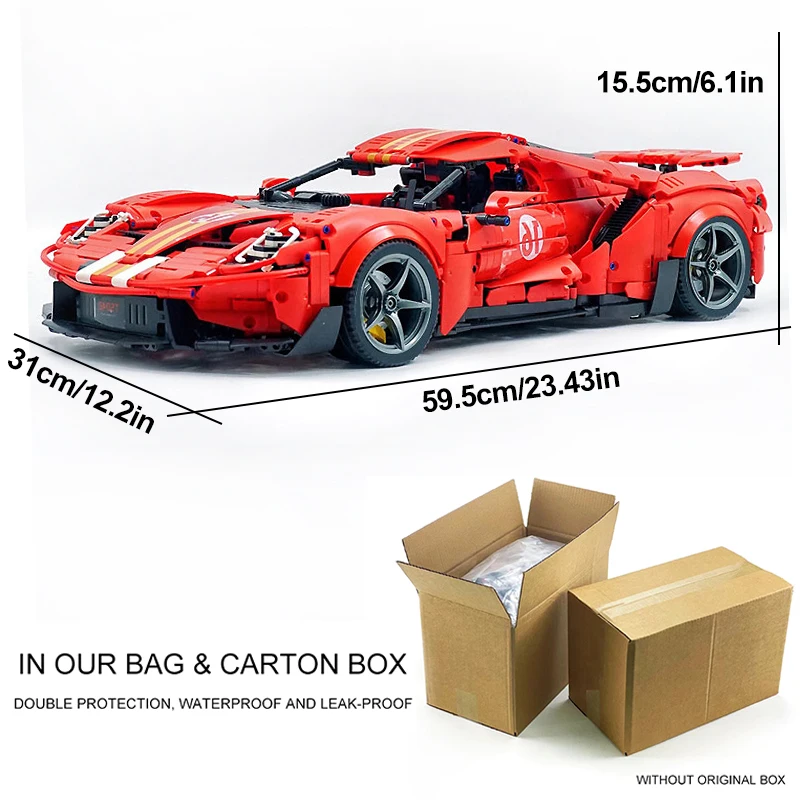 T5042A MOC GT Tecnico Rosso Unico Supercar Modello Building Blocks Mattoni Assemblaggio Fai da Te Puzzle Cool Car Toy Kid Natale Regalo di Natale