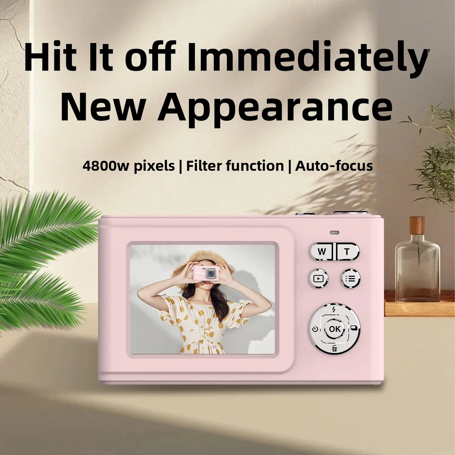 4K HD Portable Retro CCD Camera Auto Focus Small Digital Camera For Beginners Daily Photo Shooting
