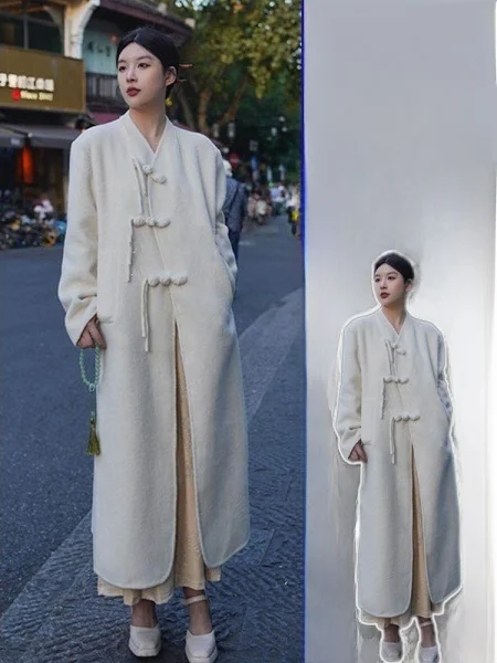 

plus Size Women's Ele Winter Coat with Tassel Woolen Jaet Straight Cut Casual Faion Element Bule ape Fit