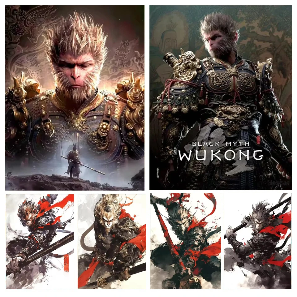 5D Diy Embroidery Black Myth Wukong Game 5d Full Diamond Painting Kit Chinese Mythology Character Cross Stitch Mosaic Home Decor