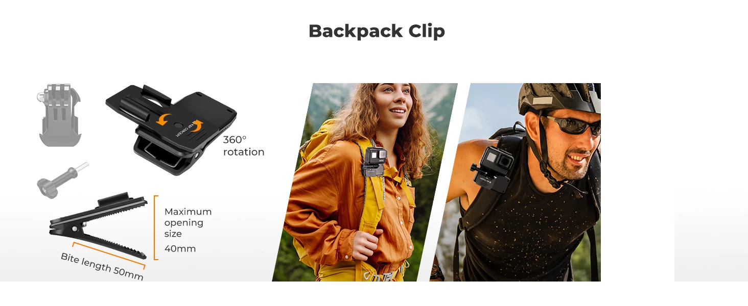 K&F CONCEPT 5 in 1 Brustgurt Rucksackclip Kopf und Handgelenkband für GoPro Hero DJI Osmo Action 5 und Pocket Insta360 Zubehörse – Detail 9