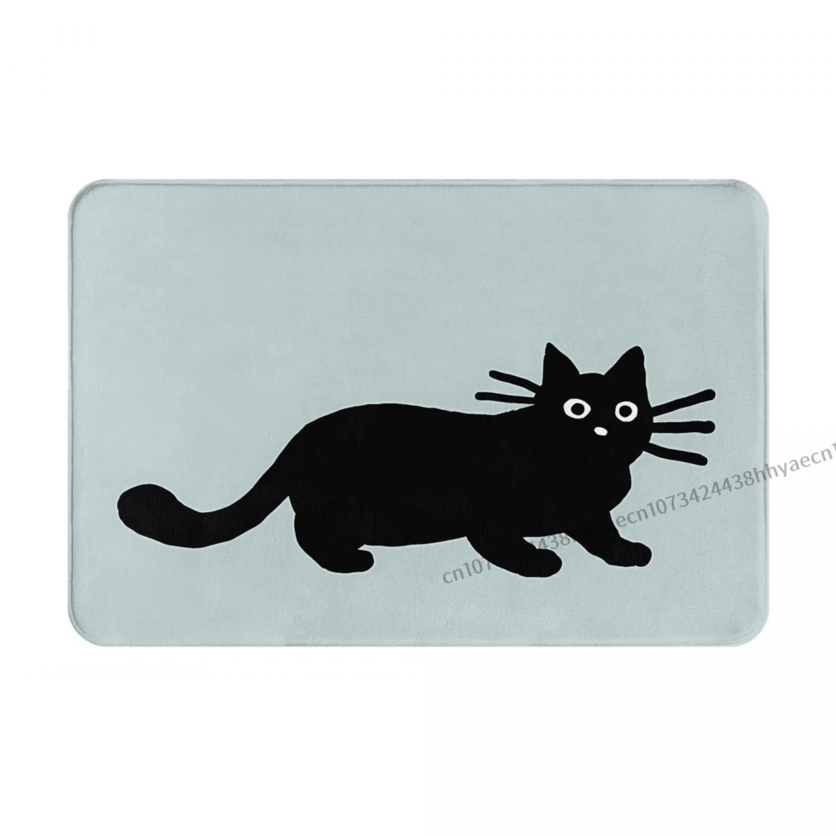 Black Cat Bath Non-Slip Carpet Squat Cat Bedroom Mat Welcome Doormat Floor Decoration Rug