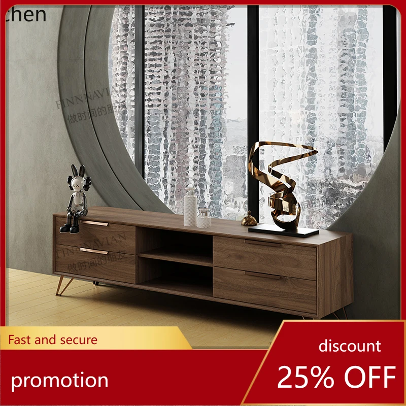 HT modern all solid wood TV cabinet storage floor cabinet home decoration accessories