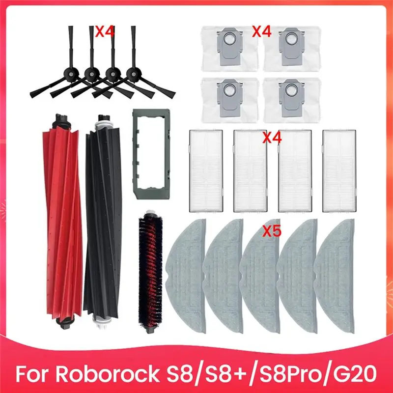 

A33Z-21PCS Brush Mop Cloth Dust Bag And Filter Kit For Roborock S8 S8+ S8pro G20 Vacuum Cleaner Accessories Replacement Parts