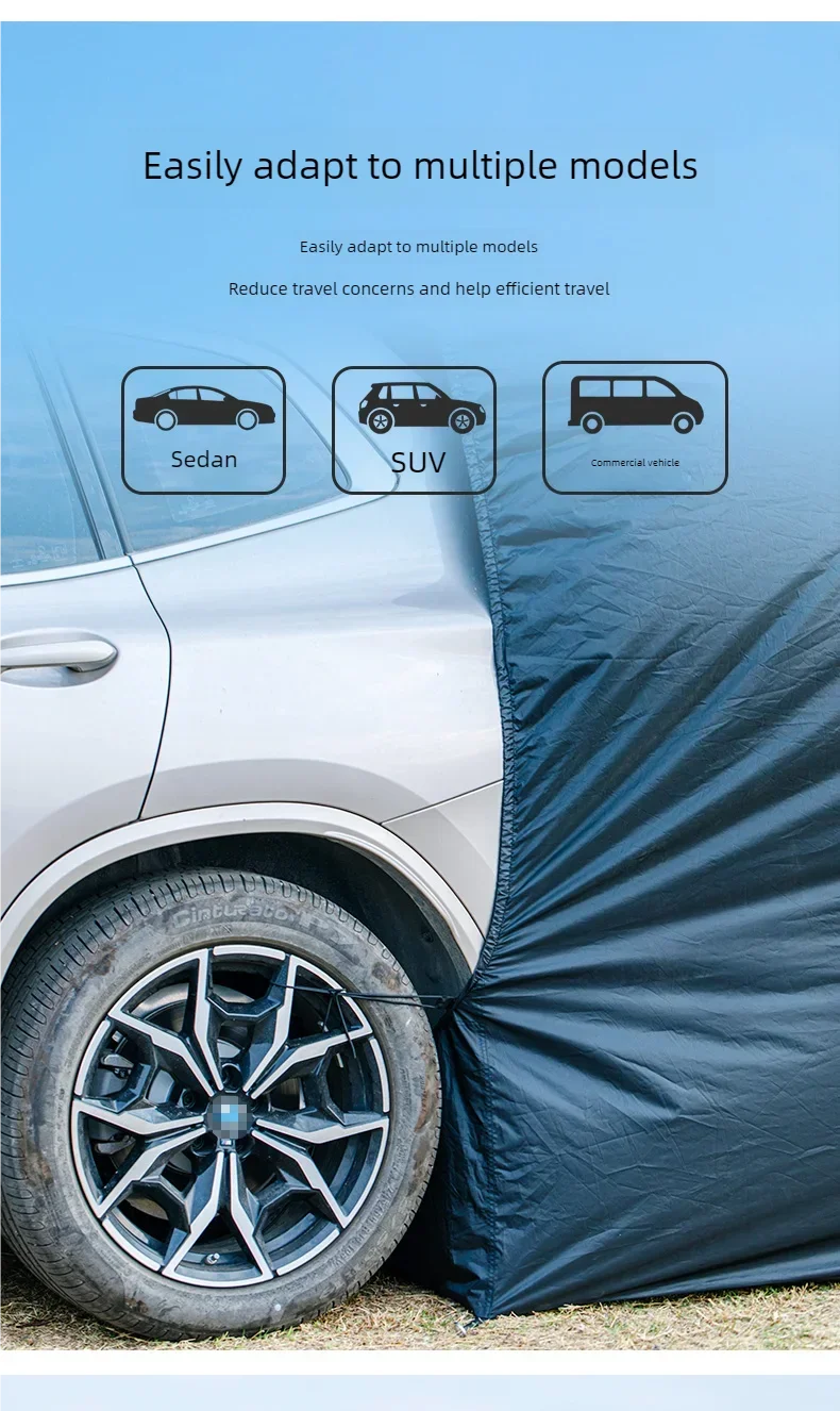 Universelles SUV-Campingzelt mit Geräumigem Vordach Wasserdichtes Autozelt Einfacher Aufbau für Backpacking Reisen Outdoor Auto-Heckzelt – Detail 9