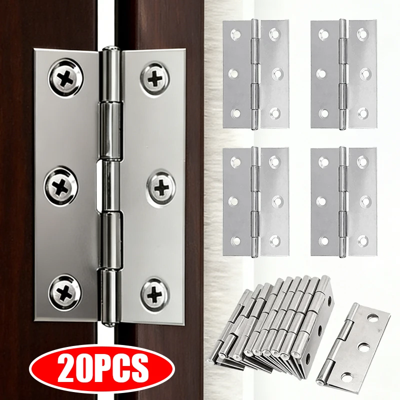 

20-Piece Hinge Set Is Made of Thick and Durable Stainless Steel, Combining Modern Style with Excellent Texture, Suitable for All Types of Doors and Windows. It Supports Smooth Opening and Closing at Large Angles, and Its Multi-Hole Design Further Expands 