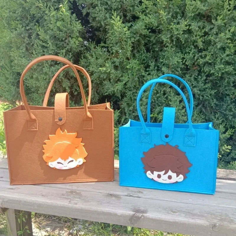 ใหม่Haikyuu Hinata Shoyo Kozume Kenmaอะนิเมะอุปกรณ์ต่อพ่วงสร้างสรรค์การ์ตูนน่ารักรุ่นQแบบพกพาขนาดใหญ่ความจุFeltกระเป๋า