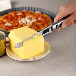 2Pcs 3-hole Cheese Knife Stainless Steel Multifunction Baking Tools Pizza Butter Cutter Round Handle Kitchen Accessories