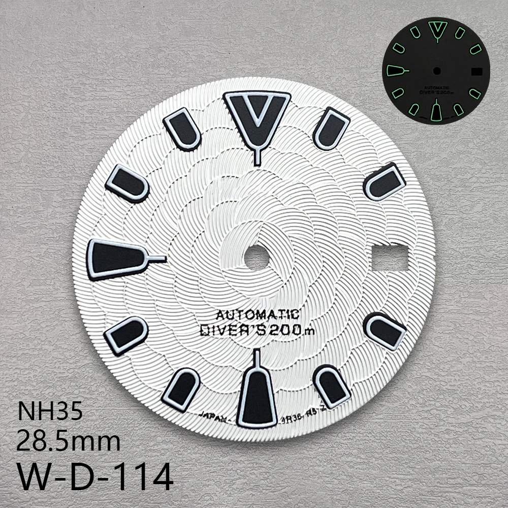 28.5mm S Logo 3D Lotus Flower Dial adatto per NH35/NH36/4R/7S movimento giapponese accessori per la modifica dell'orologio luminoso verde