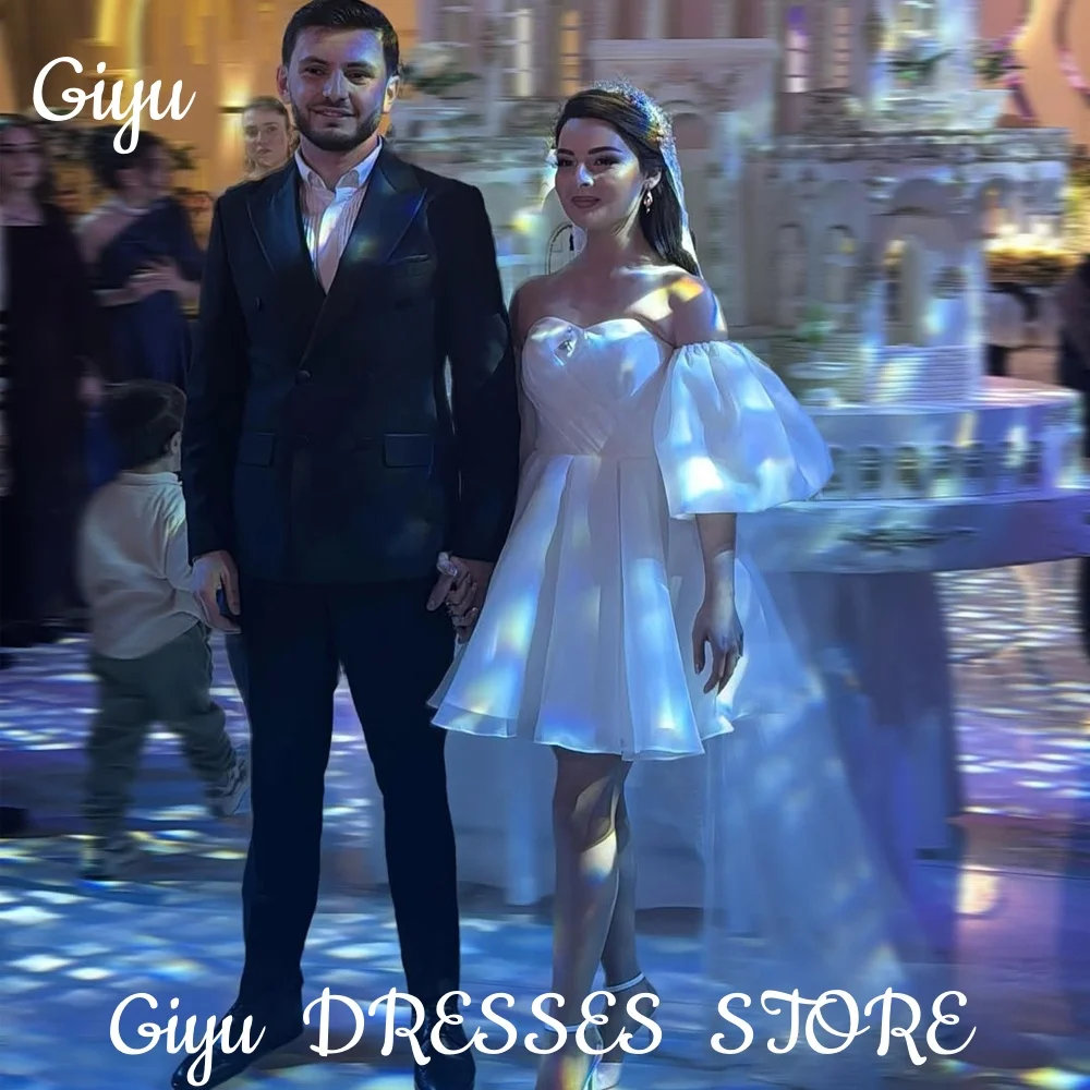 

Giyu Mini Sweetheart Wedding Gowns Dubai Arabic Off Shoulder Short Sleeves Bride Dresses Vestido de noiva Prom Dresses Plus Size