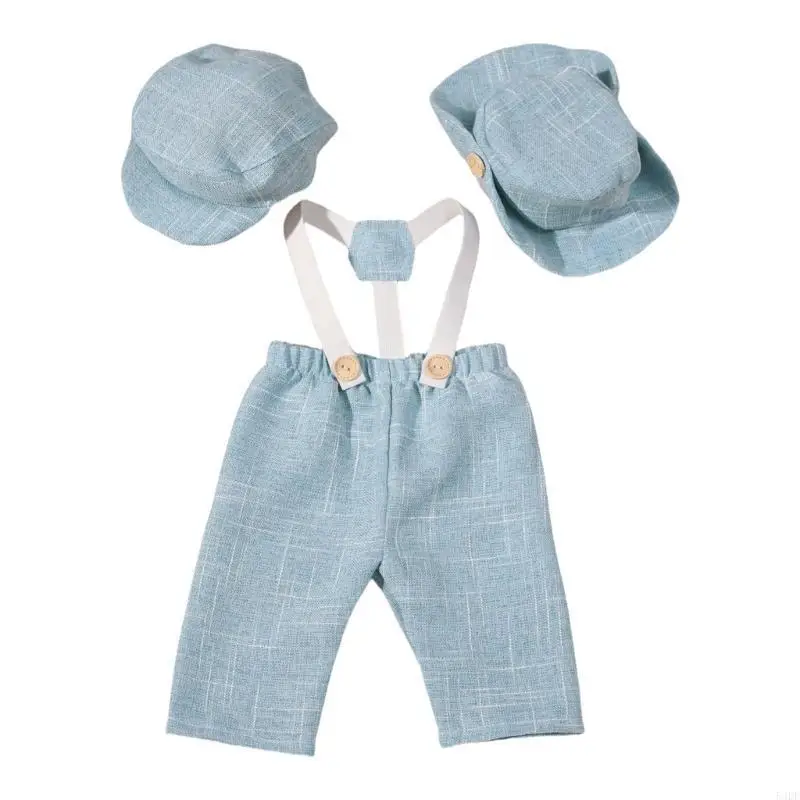 54DF Strój dla noworodka dla dżentelmena Śpioszki dla chłopca z czapką do sesji zdjęciowej dla chłopca
