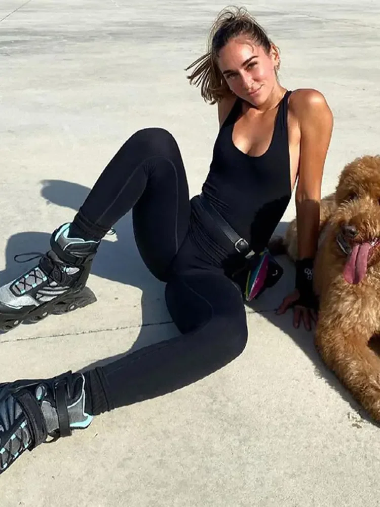 2023 senza maniche scava fuori tuta aderente solida estate donna moda streetwear abiti pagliaccetto abbigliamento sportivo