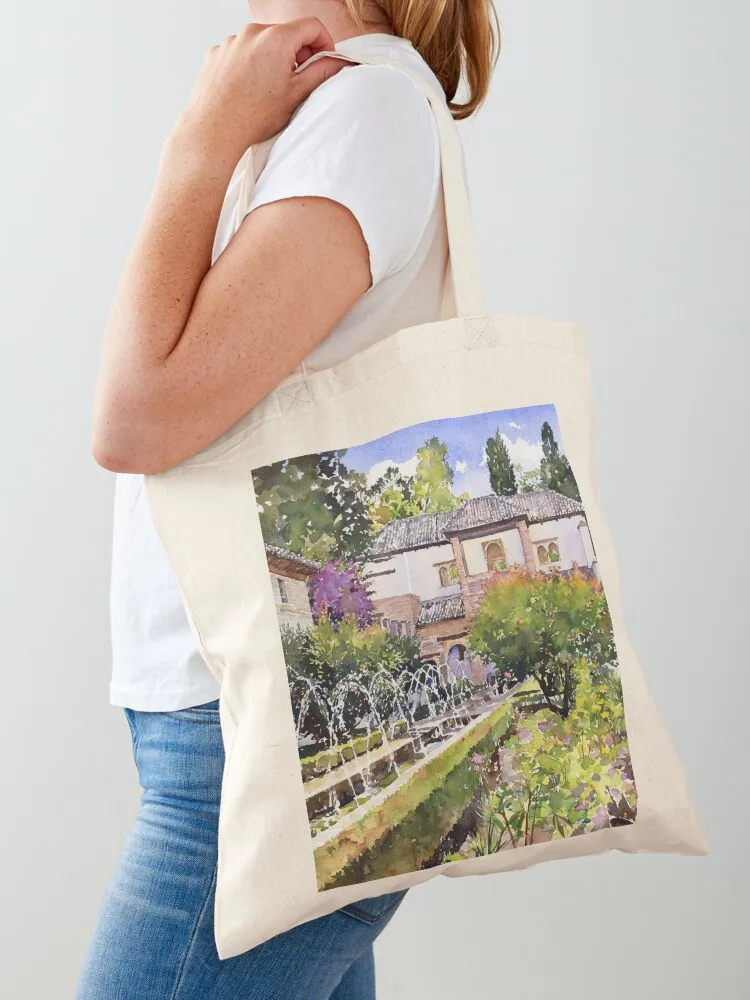 Patio De La Acequia, Generalife, Granada, Spain Tote Bag university shopper bag Lady bag canvas tote