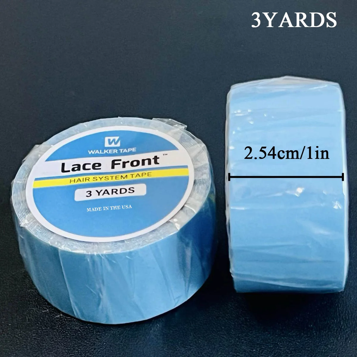 1Roll 2.54CM*3 Yards Super Hair Blue Tape Double-Sided Adhesive Tape for Hair Extension/Lace Wig/Toupee