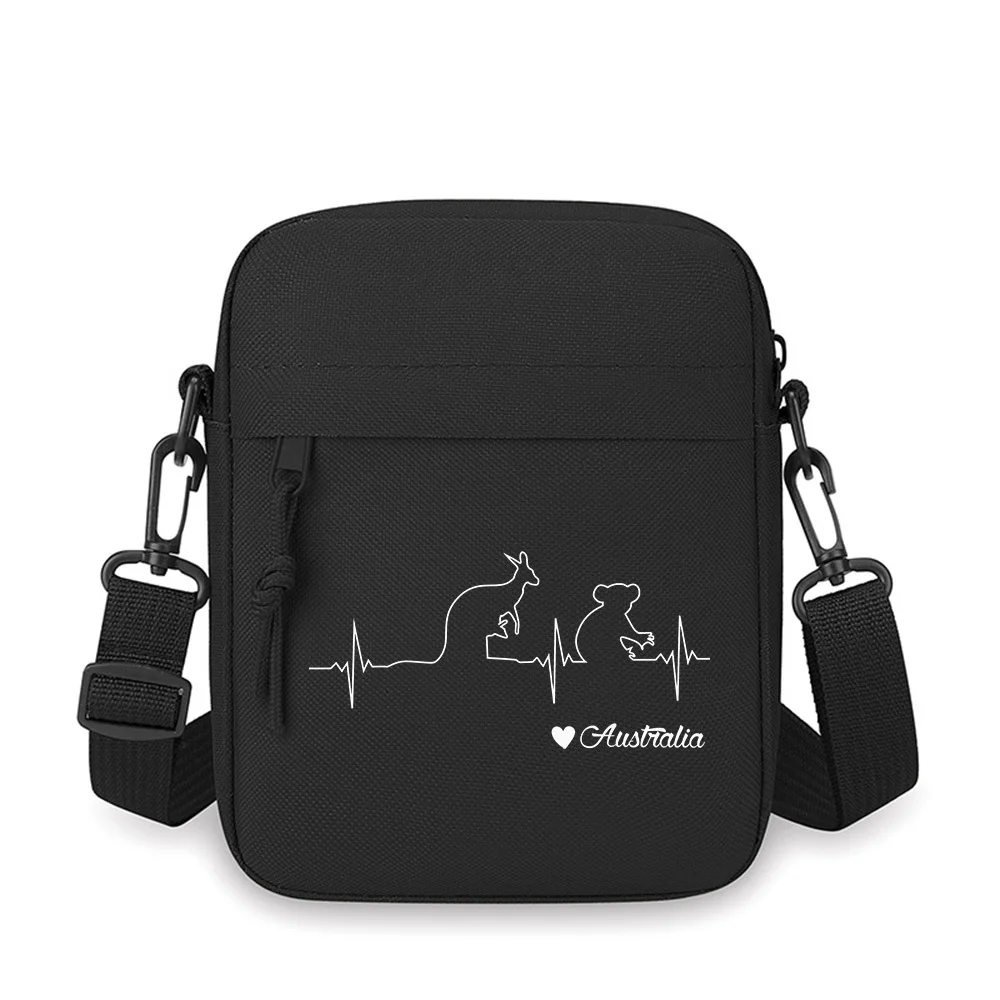 

Heartbeat Kangaroo Koala Australia Love Men Crossbody Bag Single Shoulder Women Cartoon Anime Film Printing Design Unisex