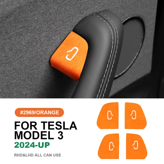 Włoska zamszowa nakładka na przełącznik drzwi do Tesla Model 3 Highland 2024-UP Model Y Juniper 2025 2026-UP, akcesoria samochodowe