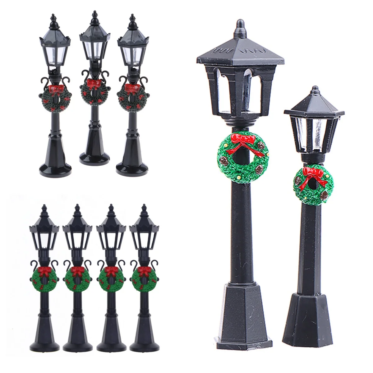 1 قطعة 1/12 دمية مصغرة عيد الميلاد بارك قرية مصباح الشارع دمية ضوء الشارع ديكور البلد لعبة ديكور المنزل ساحة حلية