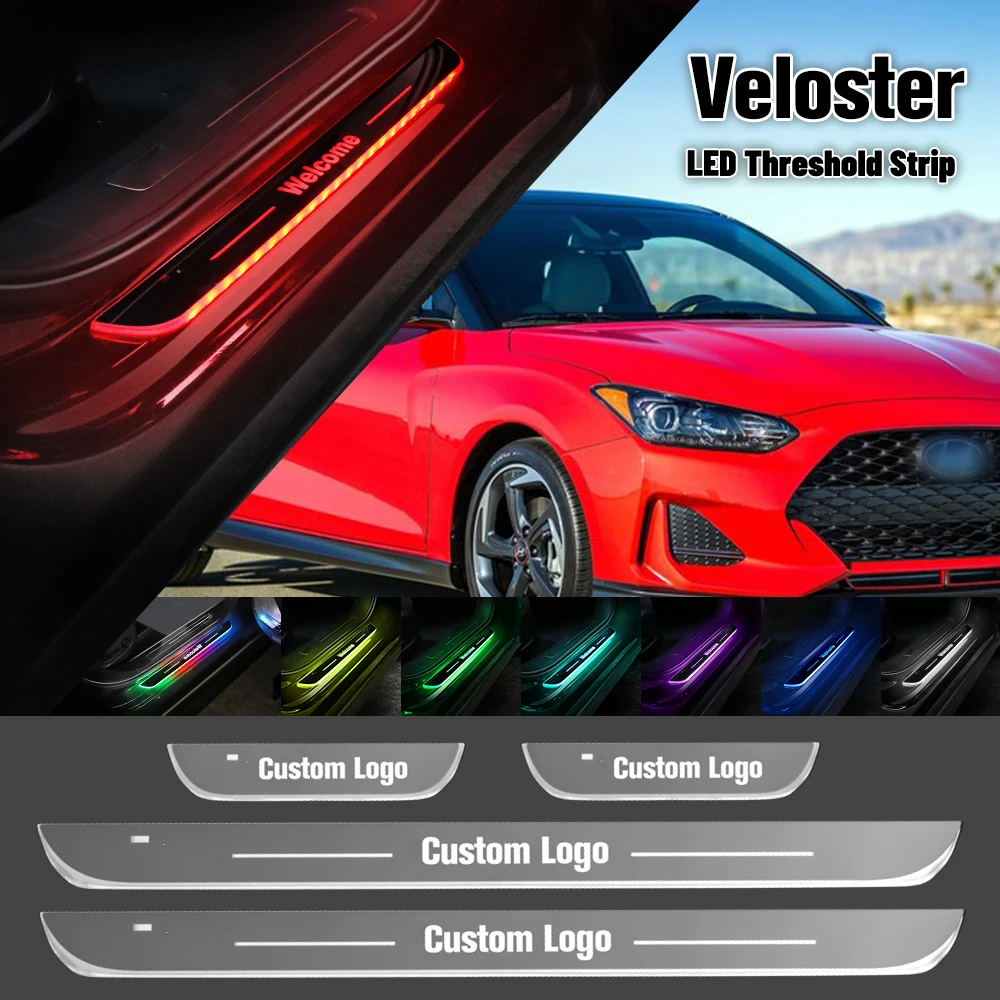 

For Hyundai Veloster 2011-2023 Car Door Sill Light Customized Logo LED 2017 2018 2022 Welcome Threshold Pedal Lamp Accessories