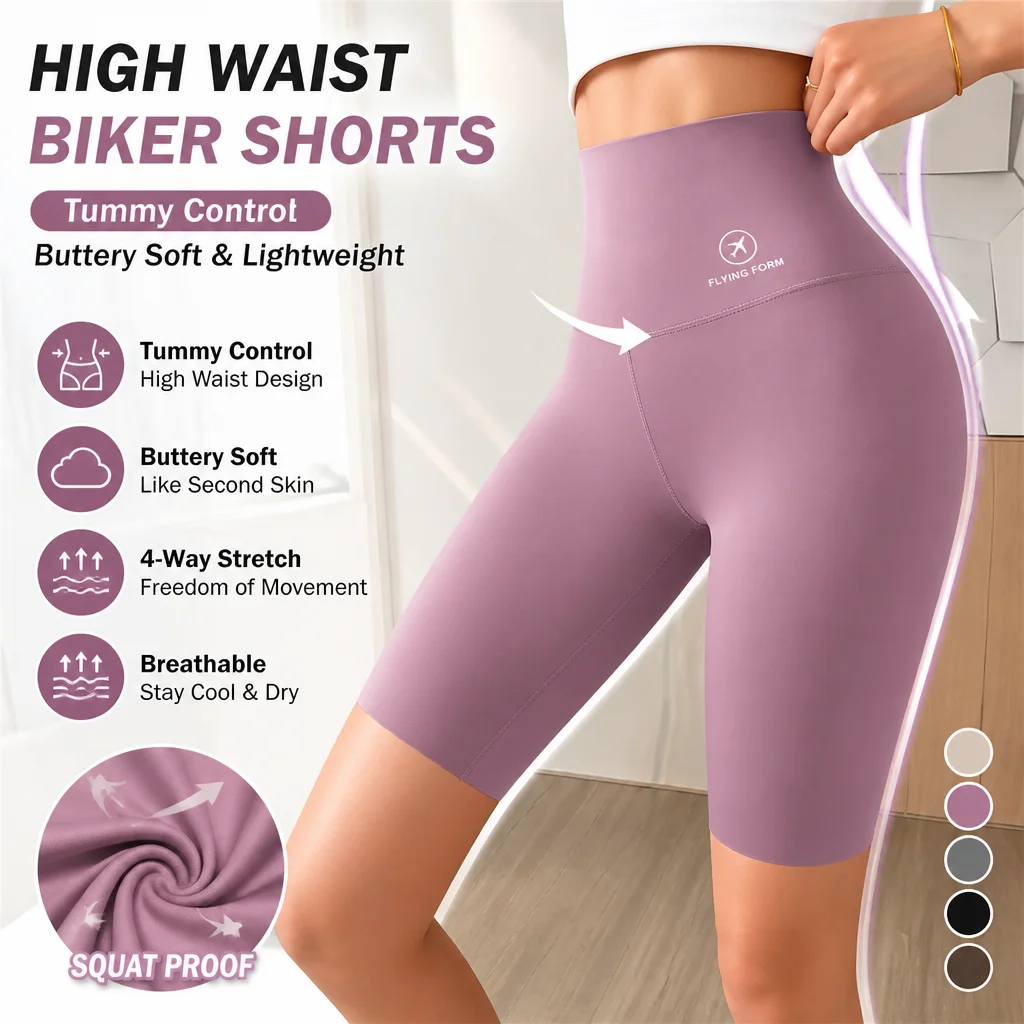 Shorts Esportivos Femininos de Cintura Alta para Corrida e Ciclismo, Leggings de Yoga e Fitness com Efeito Push Up, Roupa Ativa para Treino Diário