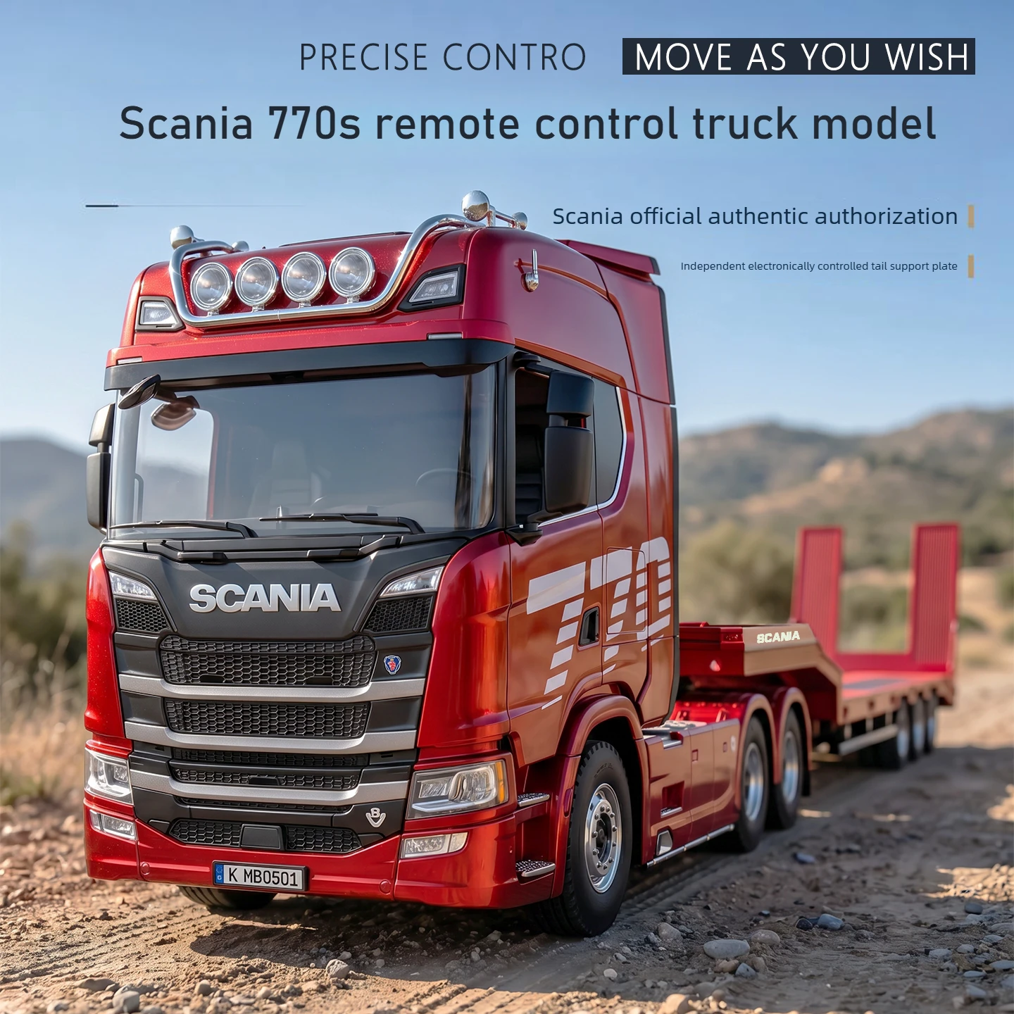 1/24 HUINA RC Truck Scale 14CH 770S Tractor Truck With Trailer Model RTR Light Sound Full Scale Remote Control Lorry Cars Toys