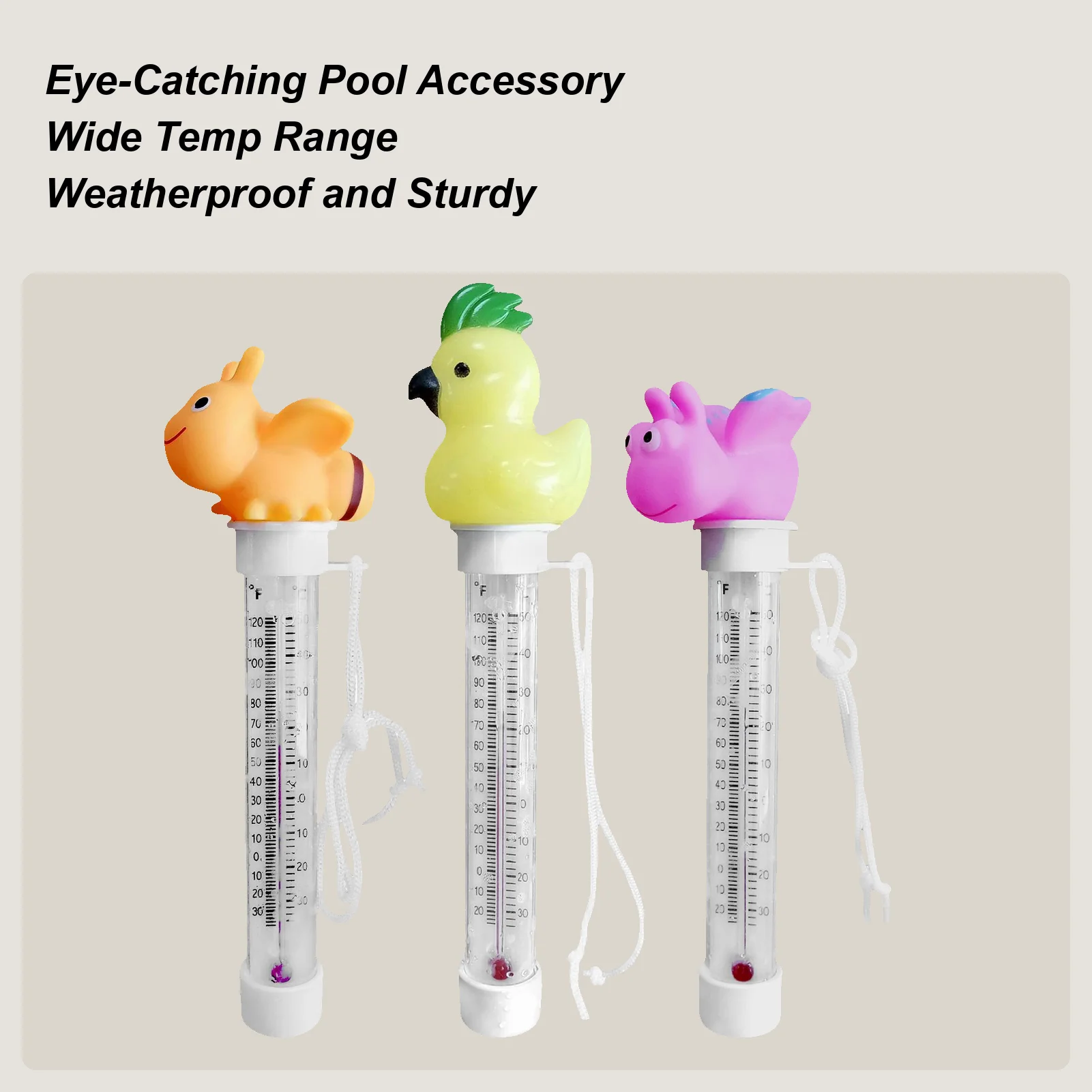 Floating Pool Gauge Cartoon Temperature Gauge Floating Double Scale Display Temp Testing Tools for Bathtub Indoor Fish Tank