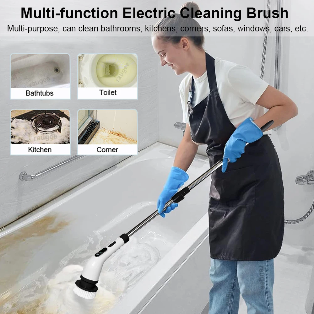 Electric Cleaning Brush 9 in 1 Multifunctional Rotatable Brush Cleaning for Household  Kitchen Bathroom Cleaning Electric Brush