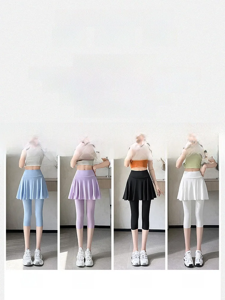 High Waist Thin Loose Yoga Pants Skirts for Women Summer Casual Slimming Drapey Versatile Anti-Light Base Layer Pants